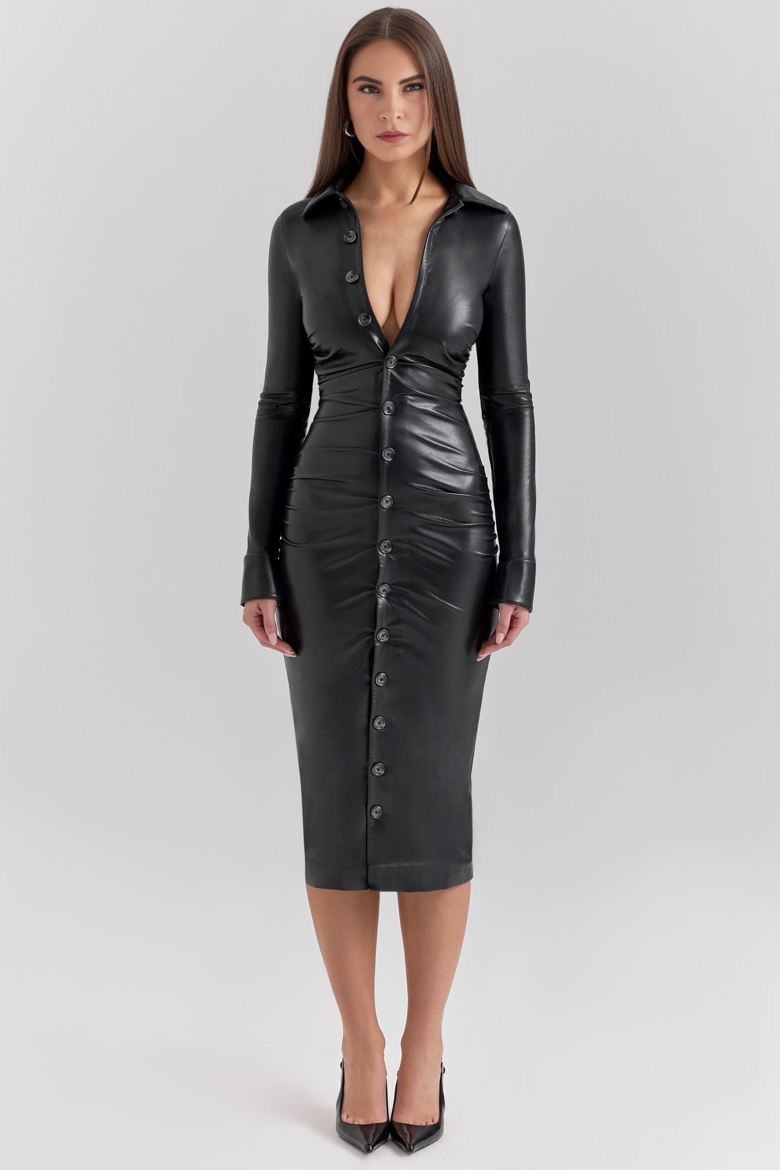 Plunge Collar Black Midi