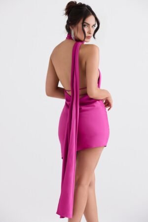 Celestia Satin Pink Mini Dress – view 2