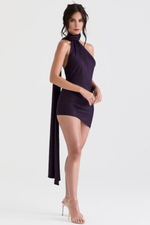 Celestia Satin Nightshade Mini Dress – view 2