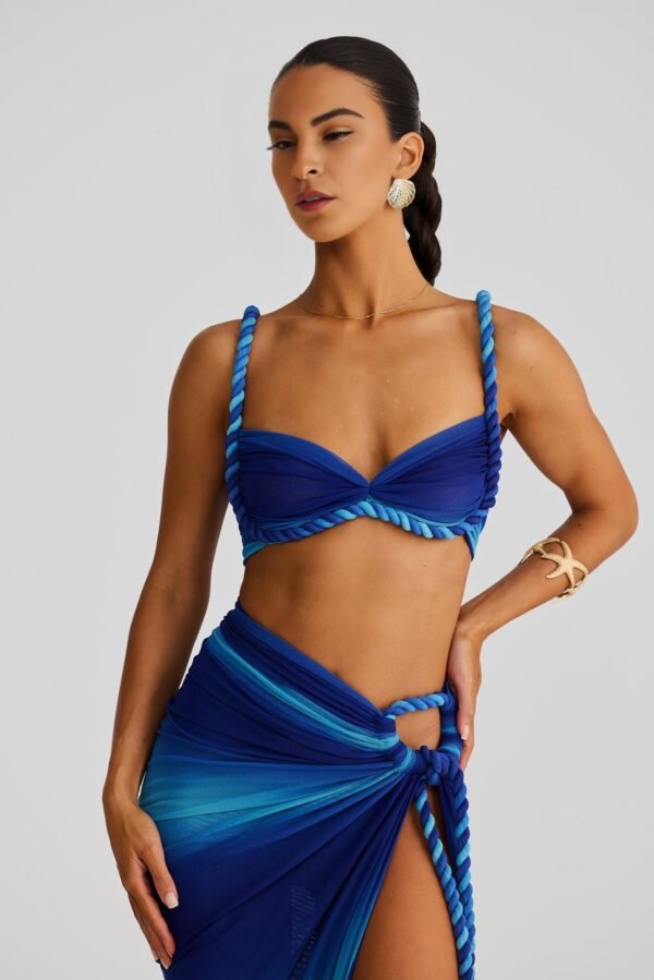Rope Detail Blue Ombre Bandeau Top - Image 4