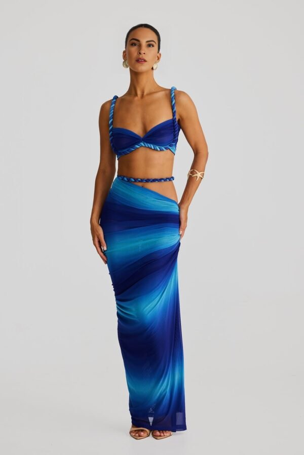 Rope Detail Blue Ombre Bandeau Top - Image 2