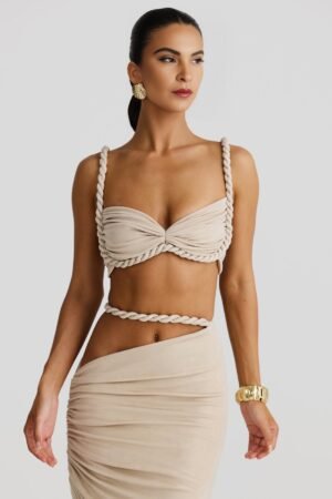 Rope Detail Gold Marble Bandeau Top