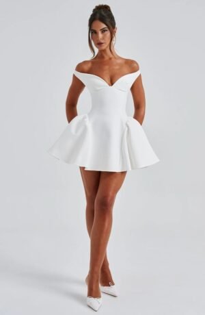 Bardot Tulle Ivory Mini Dress