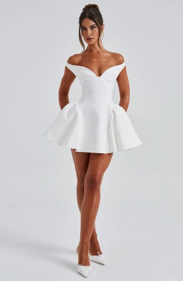 Bardot Tulle Ivory Mini Dress