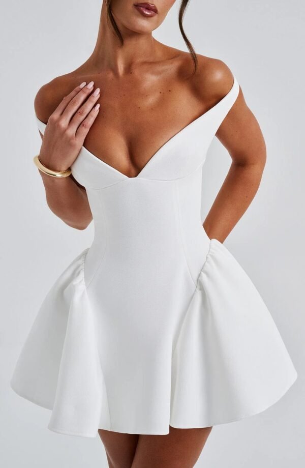 Bardot Tulle Ivory Mini Dress - Image 4