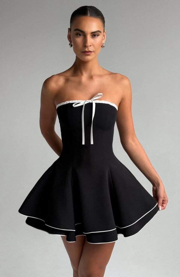 Monochrome Charm Mini Dress - Image 3
