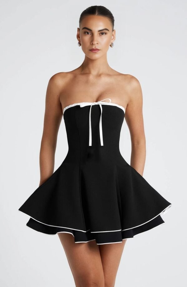 Monochrome Charm Mini Dress - Image 2