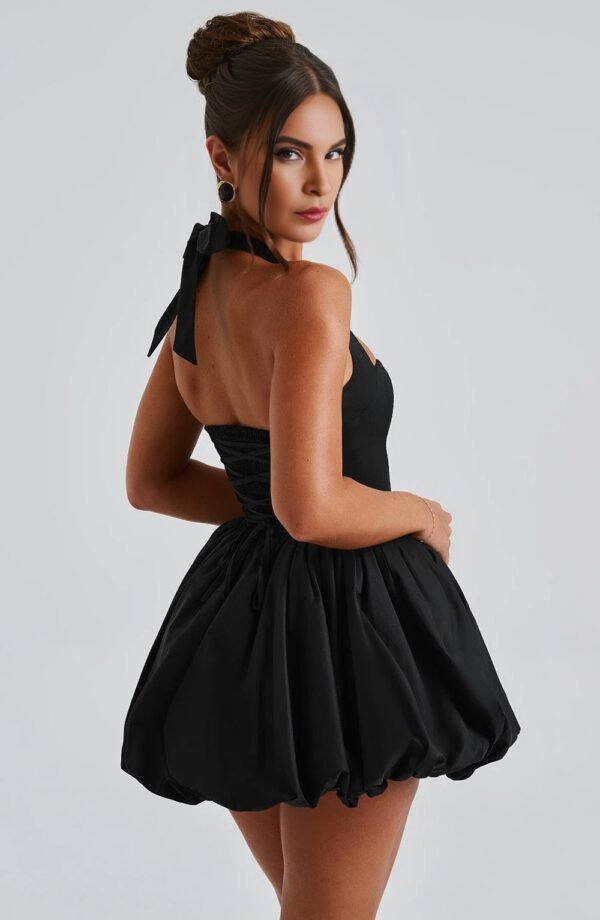Halter Elegance Black Mini Dress - Image 7