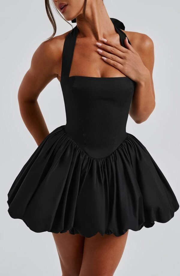 Halter Elegance Black Mini Dress - Image 6