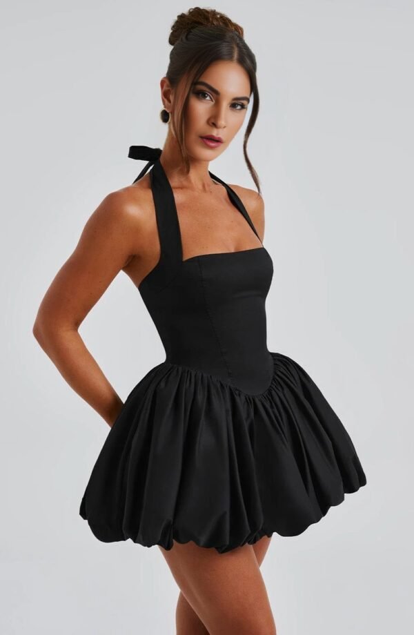 Halter Elegance Black Mini Dress - Image 5