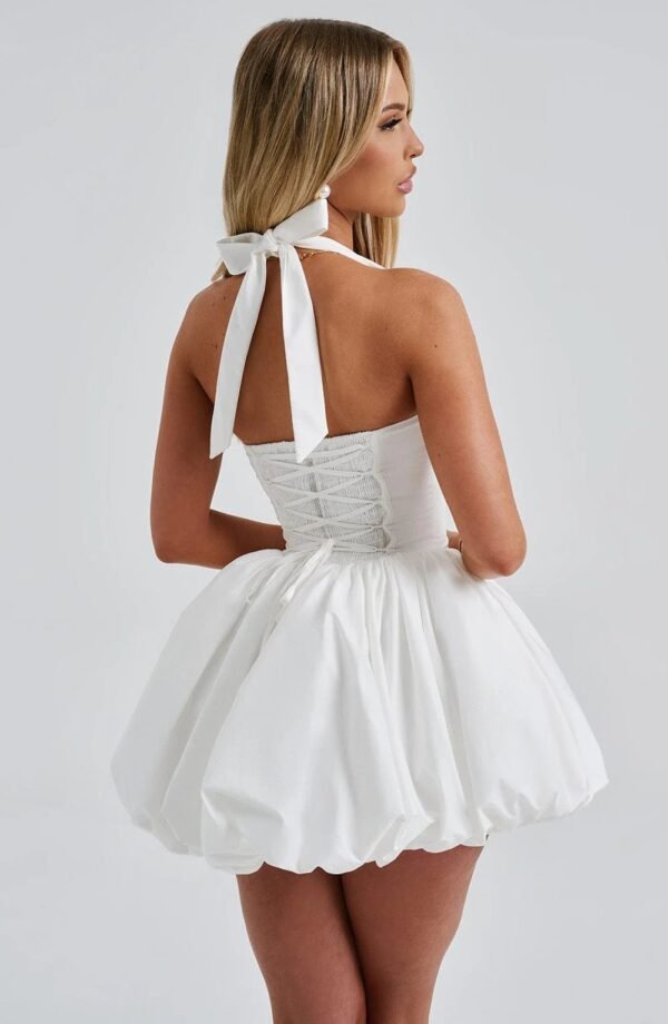 Halter Elegance Ivory Mini Dress - Image 4