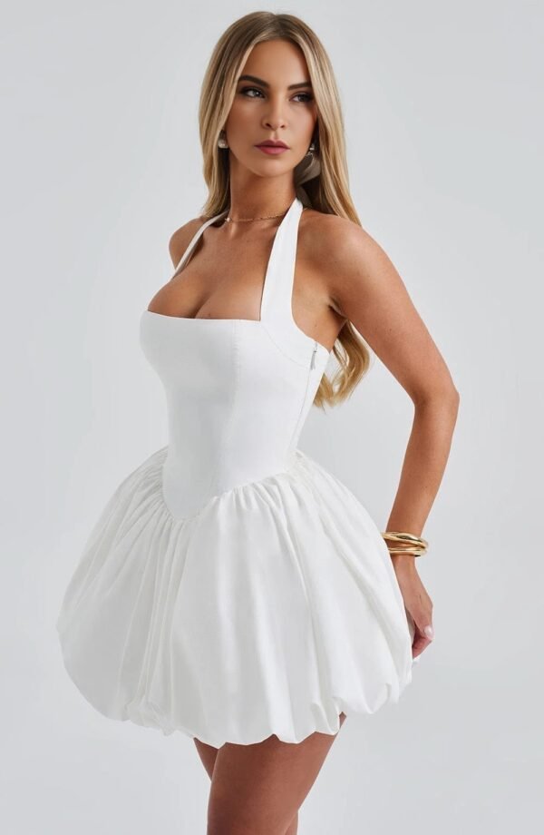 Halter Elegance Ivory Mini Dress - Image 5