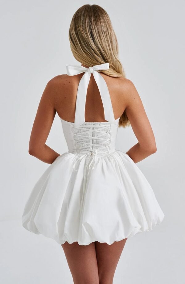 Halter Elegance Ivory Mini Dress - Image 6