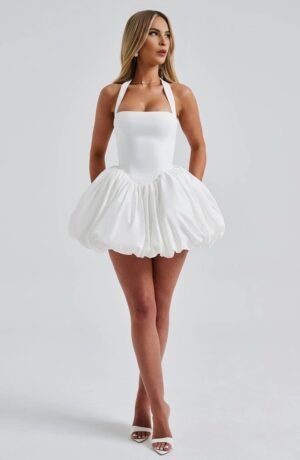Halter Elegance Ivory Mini Dress – view 2