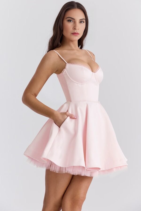 Sweetheart Tulle Pink Mini Dress - Image 4
