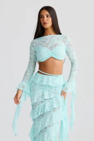 Isla Sky Blue Lace Top