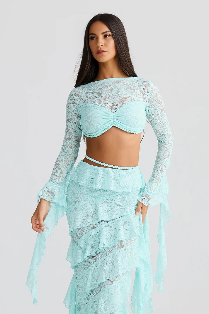 Isla Sky Blue Lace Top