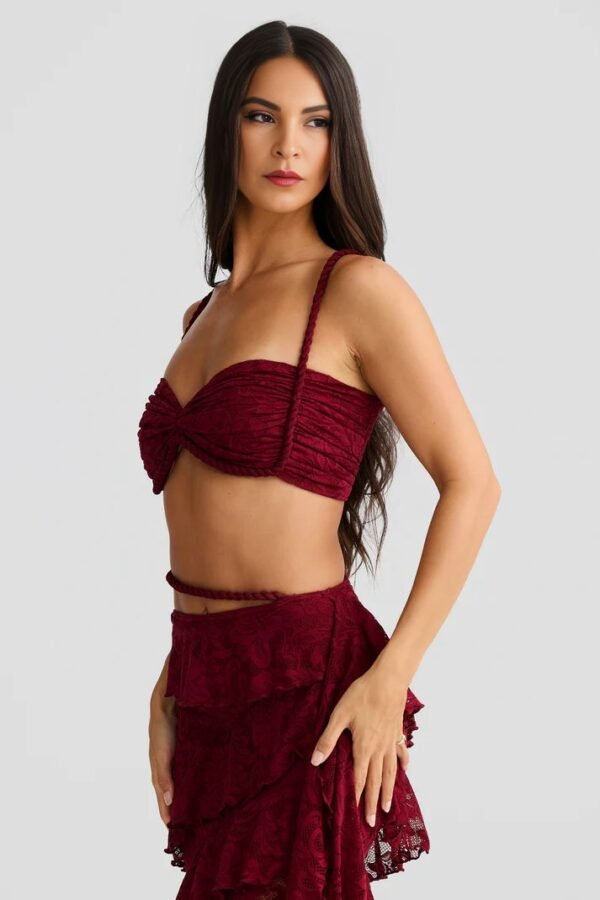 Rope Detail Red  Bandeau Top - Image 4