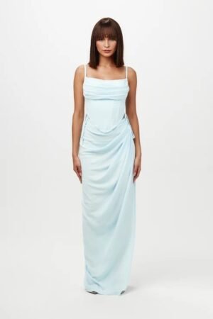 Coastline Linen Sky Blue Maxi Skirt – view 2