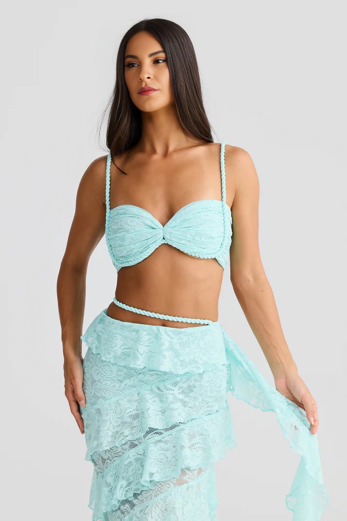 Rope Detail sky Blue  Bandeau Top
