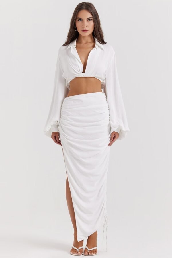 Solene Linen White Skirt - Image 5