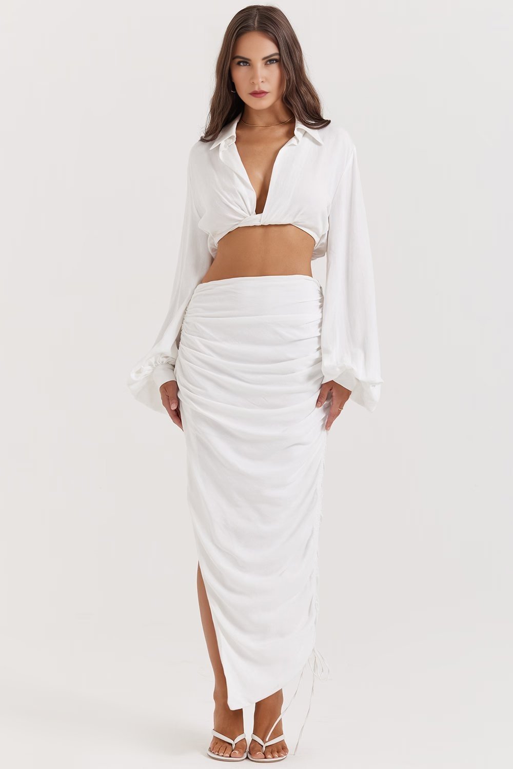 Solene Linen White Skirt
