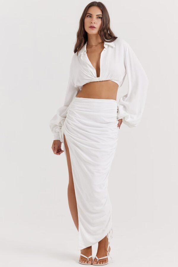 Solene Linen White Skirt - Image 3