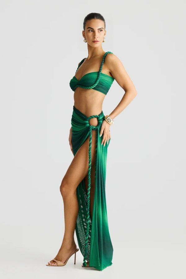 Rope Detail Green Ombre Bandeau Top - Image 3
