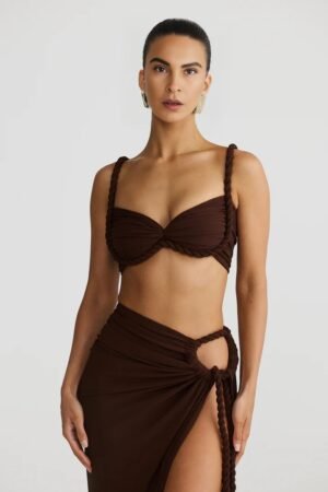 Rope Detail Brown Bandeau Top