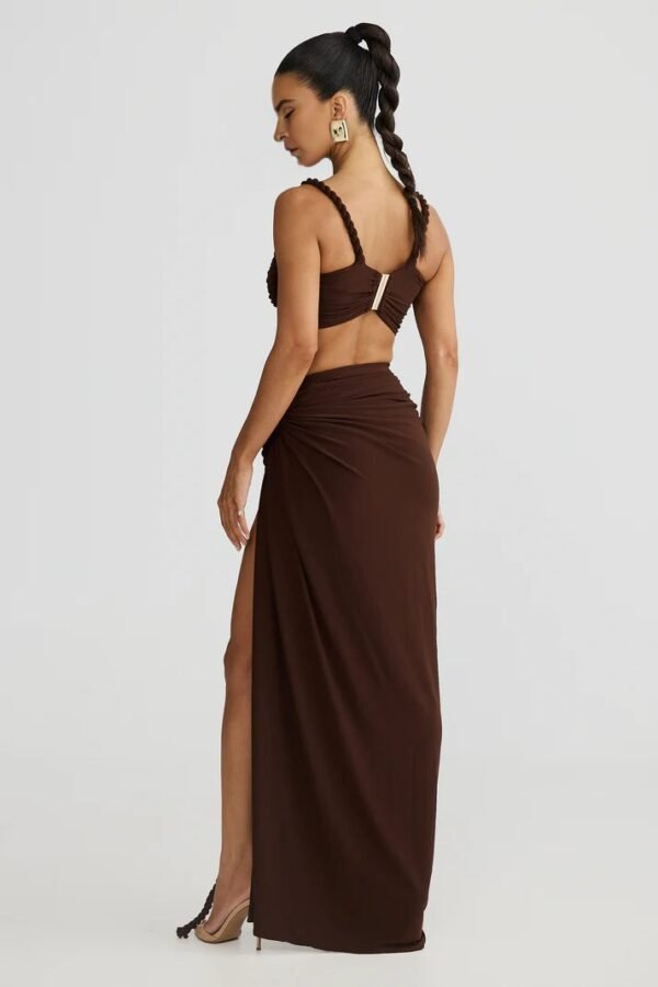 Rope Detail Brown Bandeau Top - Image 4
