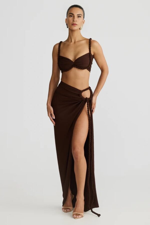 Rope Detail Brown Bandeau Top - Image 2