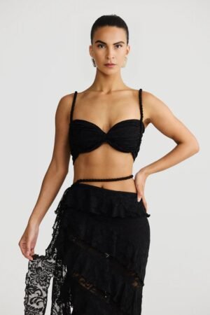 Rope Detail  Black Bandeau Top