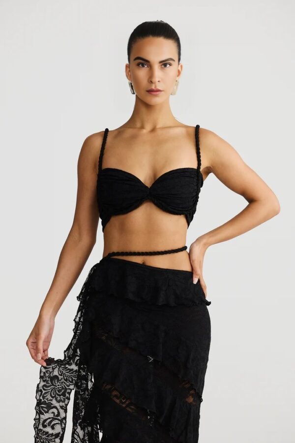 Rope Detail  Black Bandeau Top