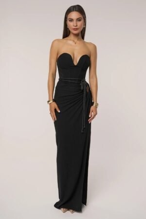 Black Linen Skirt Set