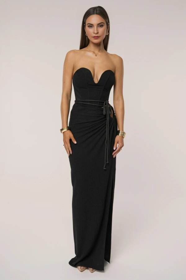 Black Linen Skirt Set