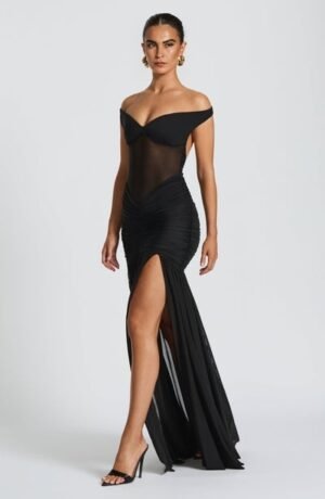 Aurelia Mesh Black Maxi Dress – view 2