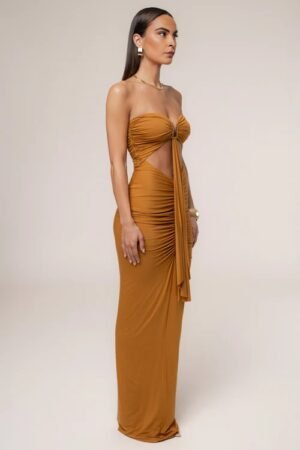 Aurora Cutout Bronze Maxi Dress – view 2