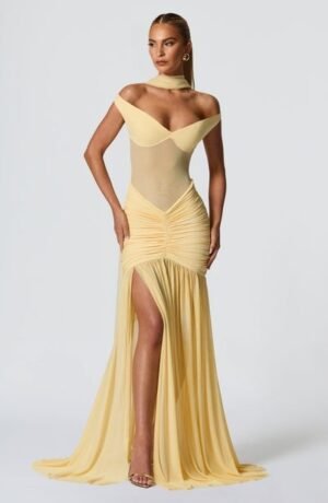 Aurelia Mesh Lemon Maxi Dress – view 2