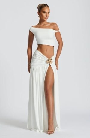 Orchid Whisper Ivory Maxi Skirt