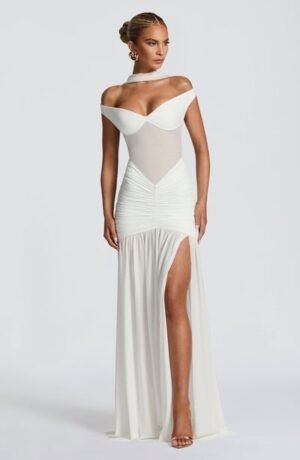 Aurelia Mesh Ivory Maxi Dress – view 2