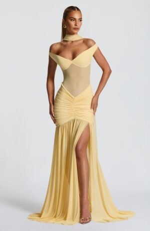 Aurelia Mesh Lemon Maxi Dress
