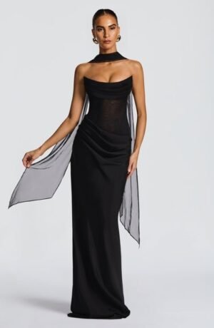 Elara Cowl Ivory Maxi Dress – view 2
