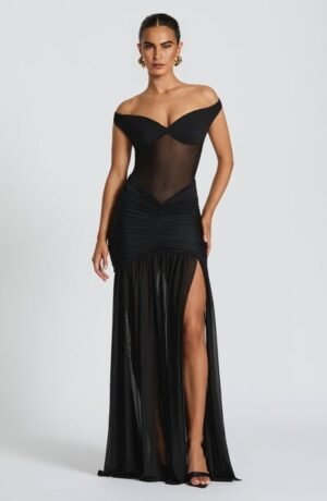 Aurelia Mesh Black Maxi Dress