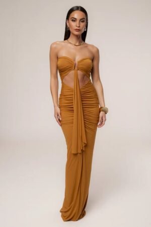 Aurora Cutout Bronze Maxi Dress
