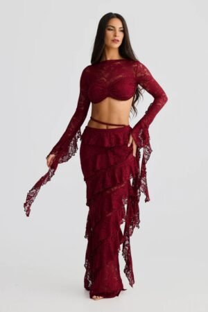 Siren Red Lace Skirt – view 2