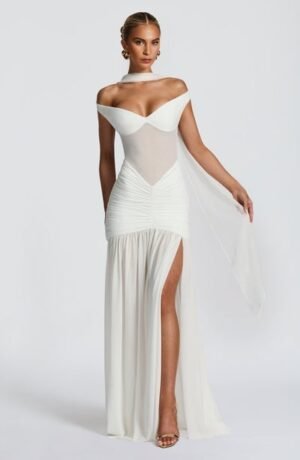 Aurelia Mesh Ivory Maxi Dress