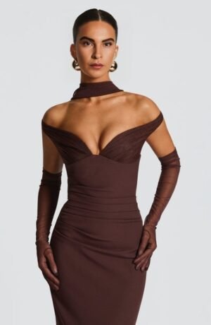 Bardot Column Plum Brown Maxi Dress – view 2