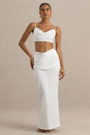 Elara Satin Ivory Skirt
