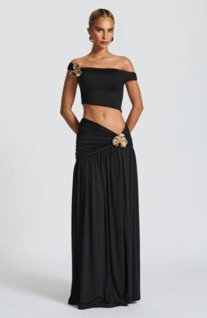 Twist Bardot Black Crop
