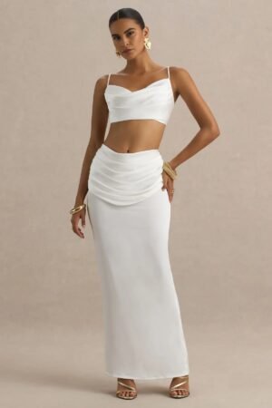 Elara Satin Ivory Skirt – view 2
